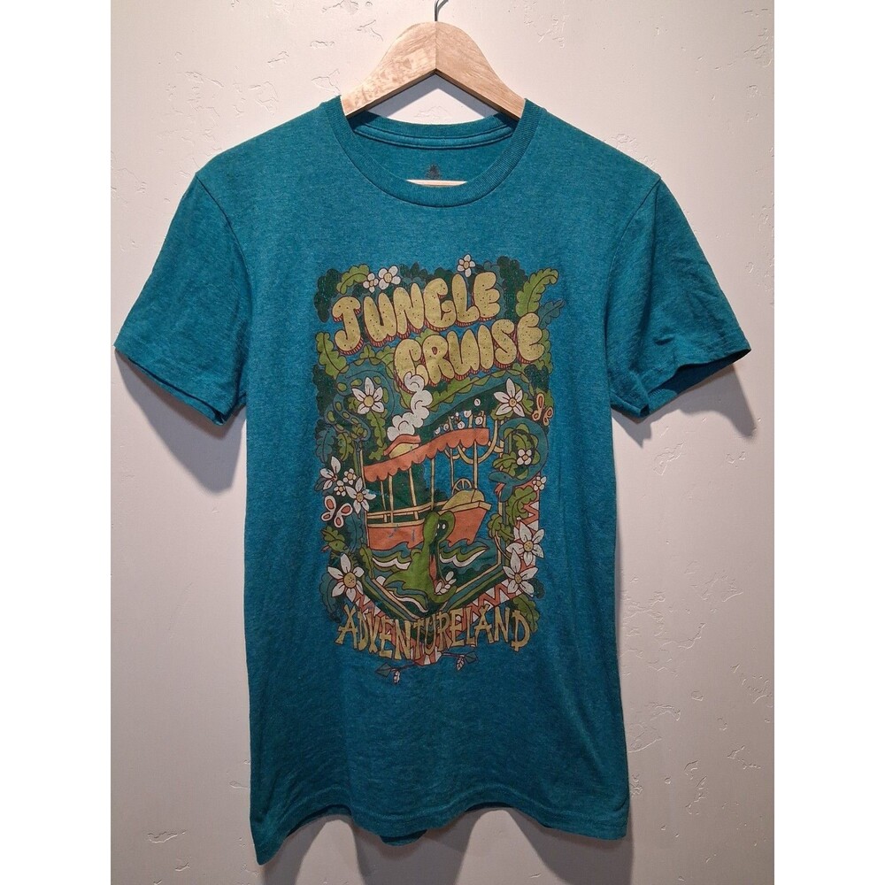 Disney Jungle Cruise Adventureland Graphic T-Shirt Teal Blue Unisex Adult Small